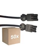 Lot 50x Noxion GST - Compatible Câble d’extension Noir - Mâle + Femelle - 3m - 3 pole 1,5mm2